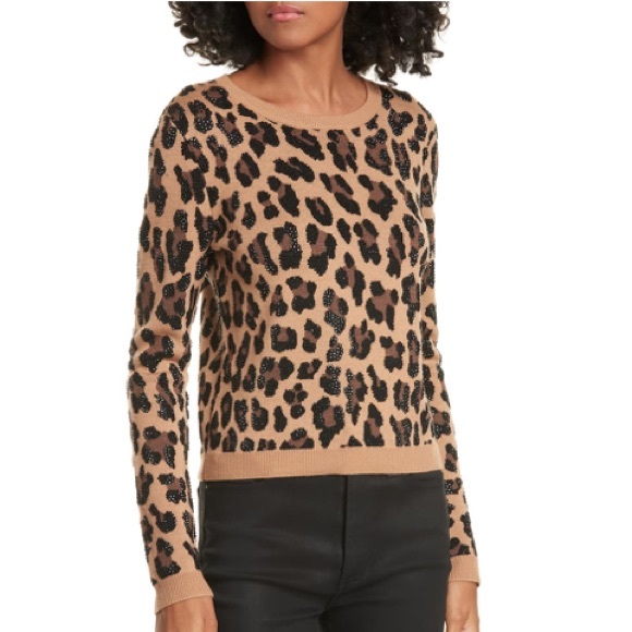 Alice + Olivia Sweaters - Alice + Olivia NWT Corrine Leopard Print Sweater L